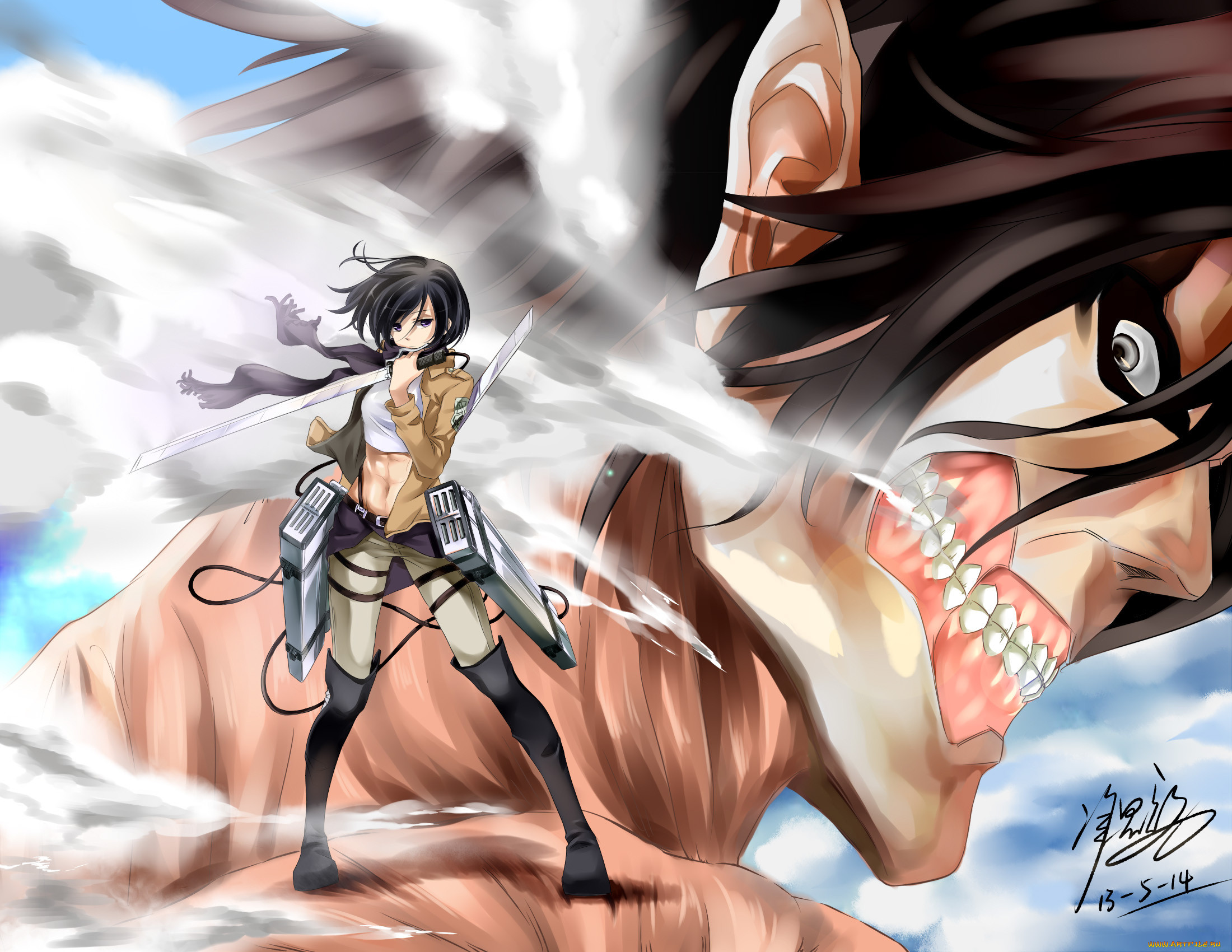 , shingeki no kyojin, mikasa, ackerman, , , , , , eren, jaeger, 